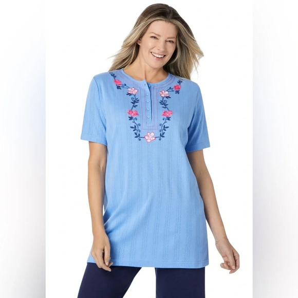 Woman‎ Within 7-Day Embroidered Pointelle Tunic Size Large - Picture 1 of 5